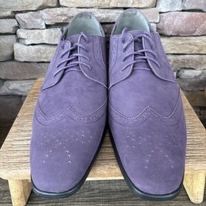 BRAVO/KING-3 Dress Shoe Classic Faux Suede Oxford Leather Lining Purple Sz 17